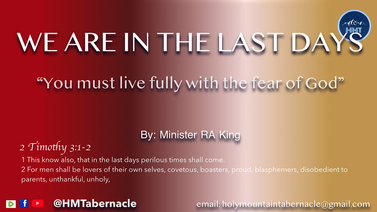 WE ARE IN THE LAST DAYS