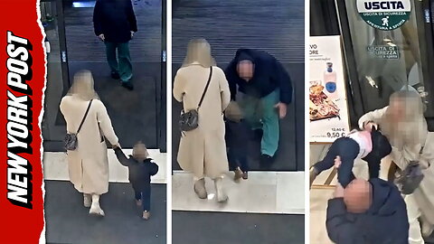 Frantic moment man attempts kidnapping at Italian supermarket