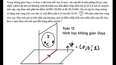 Toán 12: Trong không gian Oxyz có đơn vị dài trên mỗi trục là mét, với mặt đất là mặt phẳng (Oxy),
