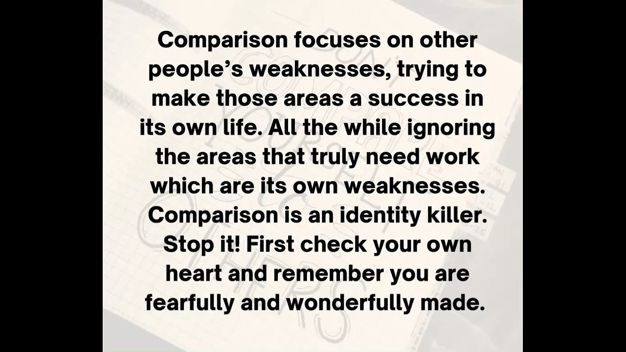 Stop Comparing!