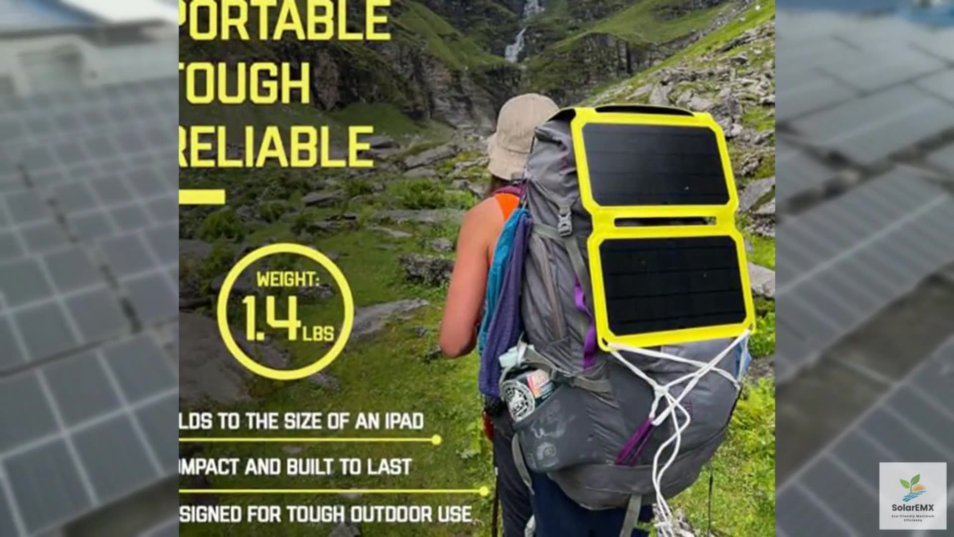 SunJack 15 Watt Foldable IP67 Waterproof ETFE Monocrystalline Solar Panel + 1000