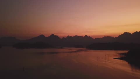 Landscape of a lake during a red sunset