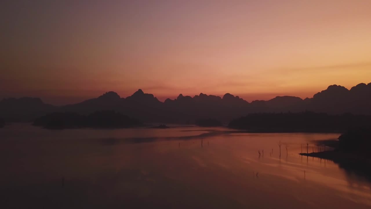 Landscape of a lake during a red sunset