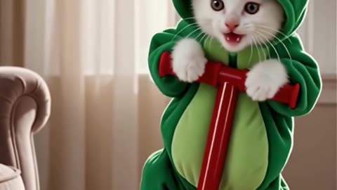 Frog Kitty on a Pogo Stick 🐸🐱💚 | Cutest Bouncing Cat Ever!
