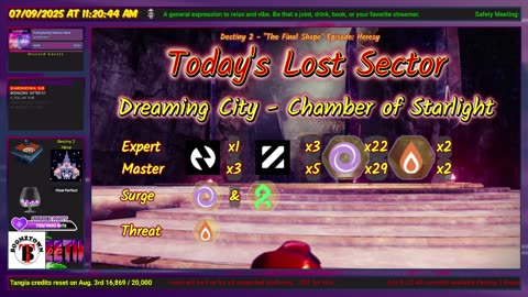 Destiny 2: 6-9-25 Chamber of Starlight is the Lost Sector. Void Surge.
