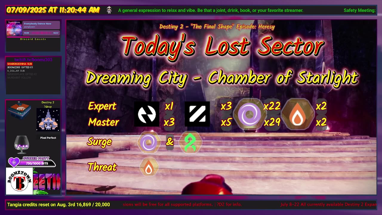 Destiny 2: 6-9-25 Chamber of Starlight is the Lost Sector. Void Surge.
