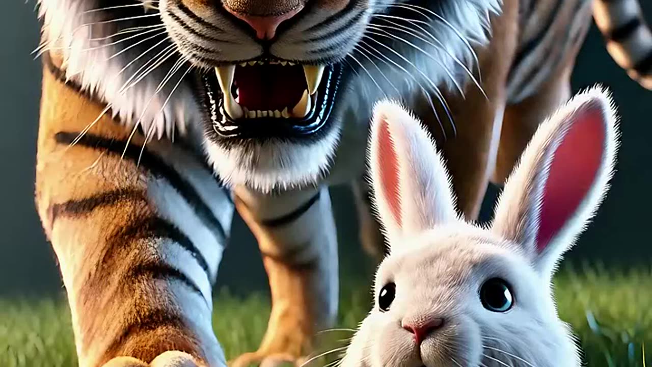Cute rabbit helps a poor and injured baby eagle