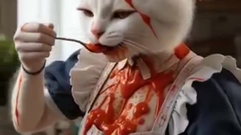 An old lady misunderstood this cute cat