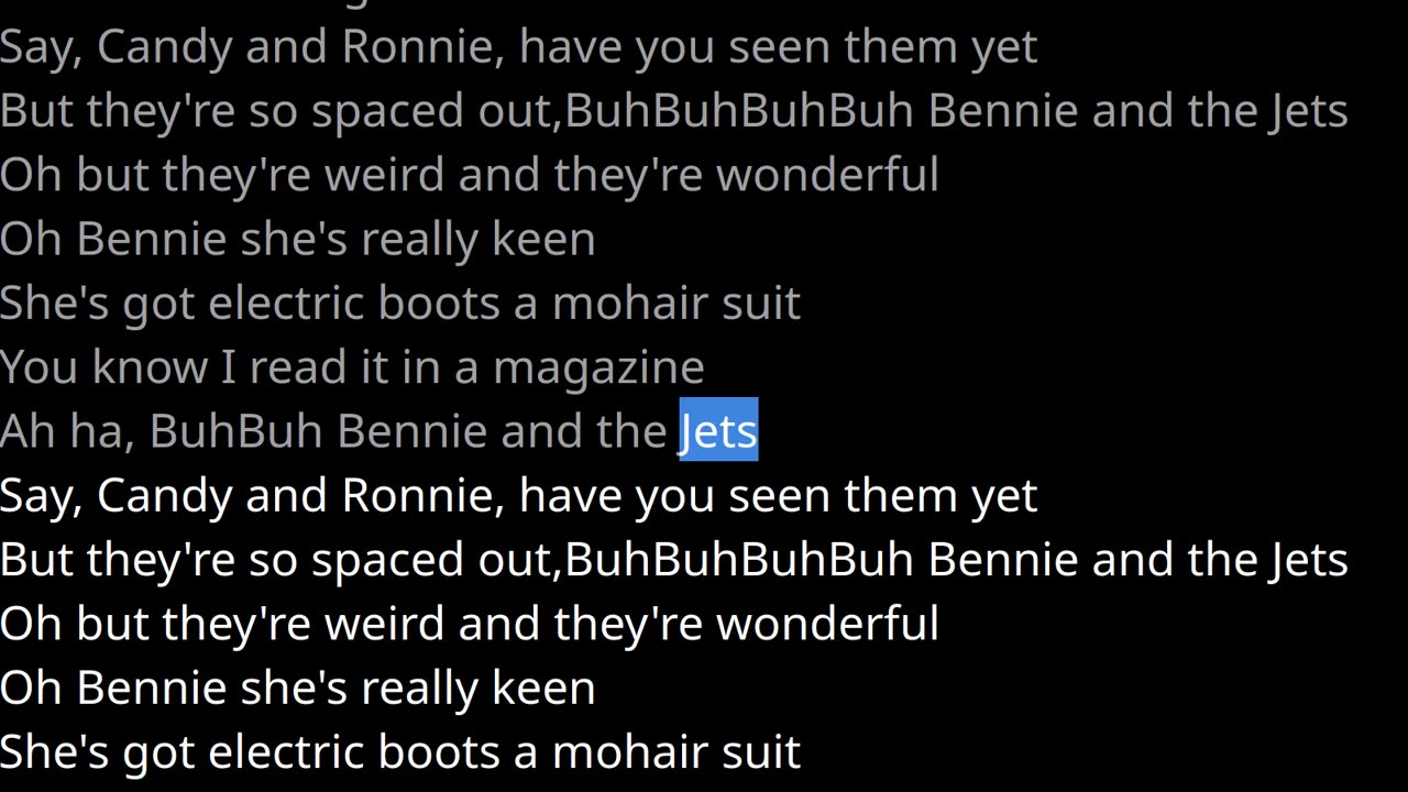 Bennie and the Jets - Elton JohnK Vocals