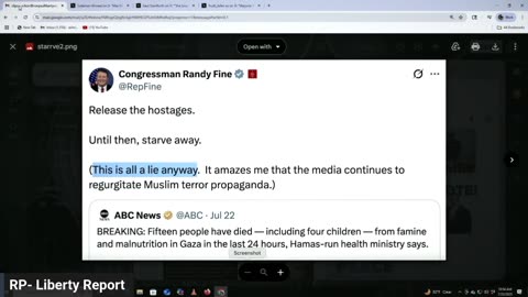 U.S. Congressman: "Starve Away" The Palestinians