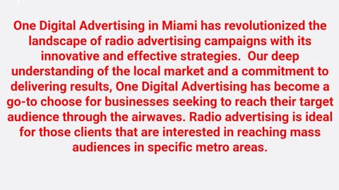 One Digital Radio Advertising in Miami, FL | 33186