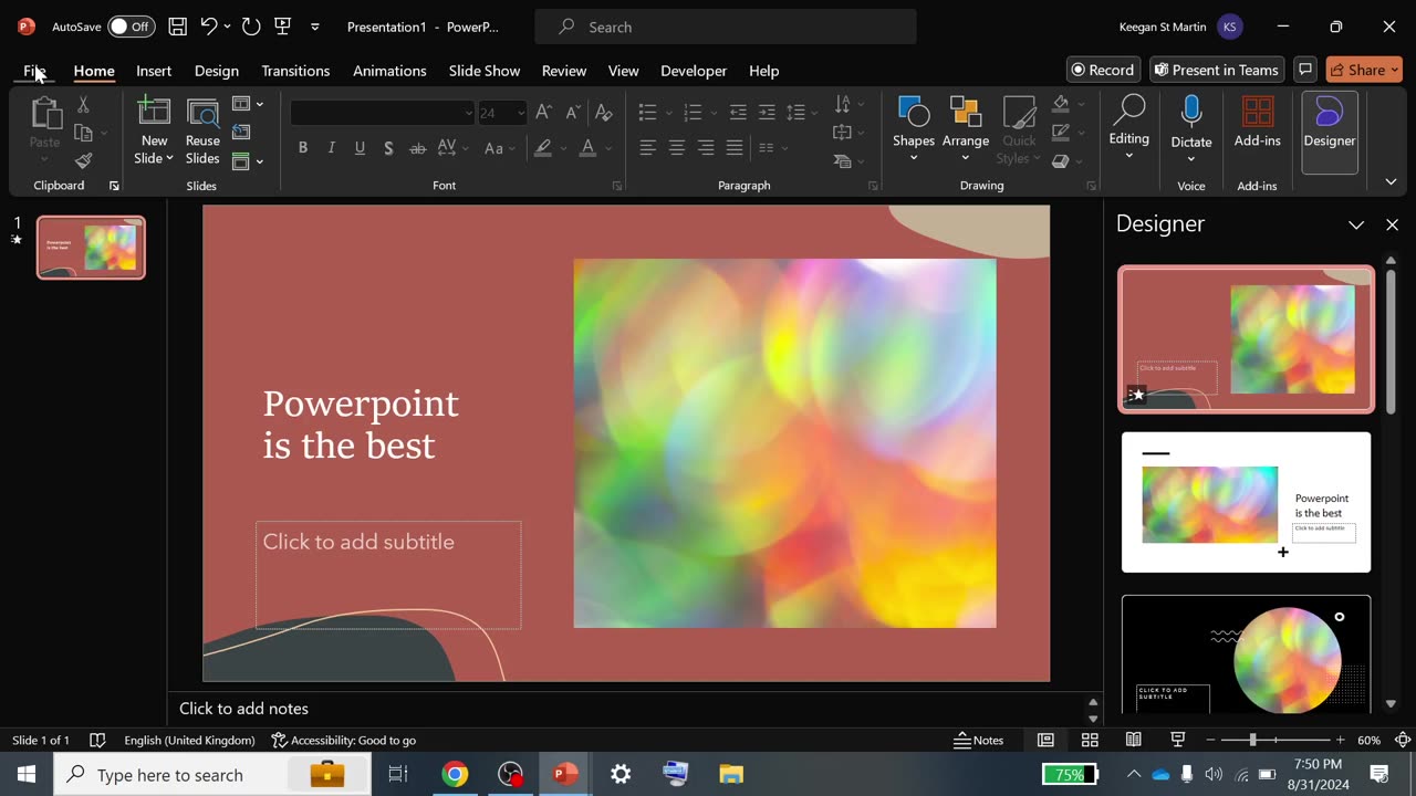 Saving a microsoft powerpoint presentation via desktop version