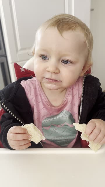kayla eating breakfast — messy and adorable