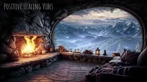 winter fireplace live