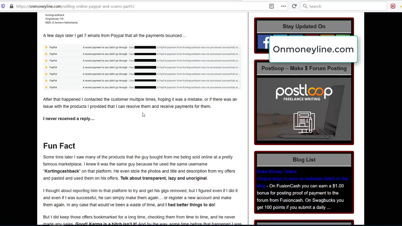 Selling online, Paypal and Scams Part 1 - Onmoneyline