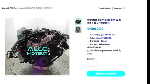 ALLOMOTEUR.COM - Moteur complet BMW 6 F13 3.0 N57D30B