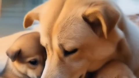 THIS IS THE PURE LOVE GOALS! 😭❤️ Mama Labrador hugs her puppies