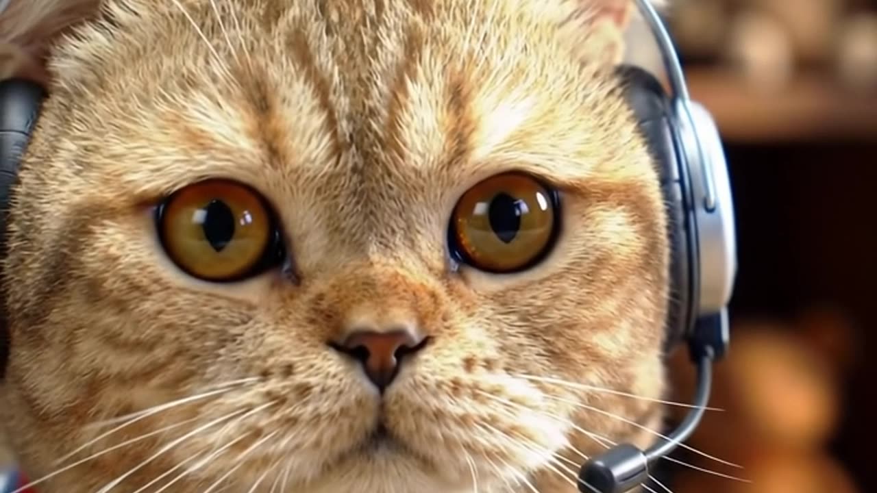 Cat playing video games with headset and controller 🎧🎮