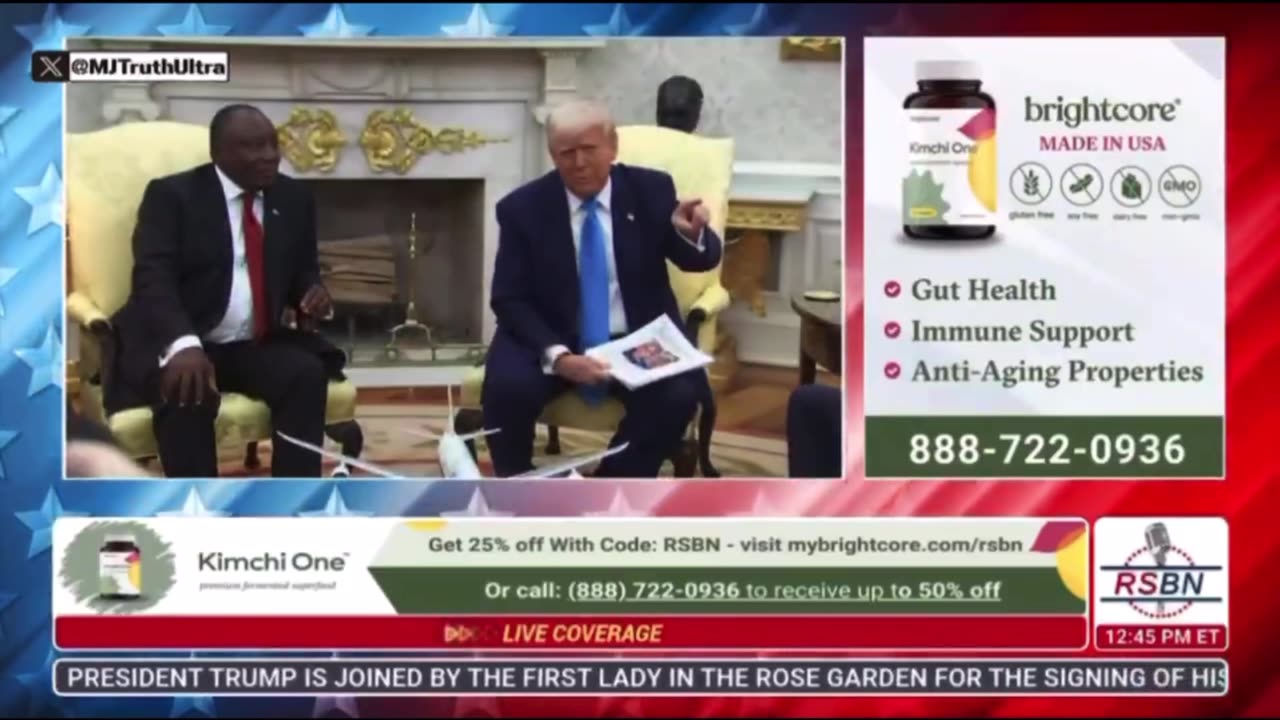 President Donald Trump addresses South African President about the issue of violence against white individuals.