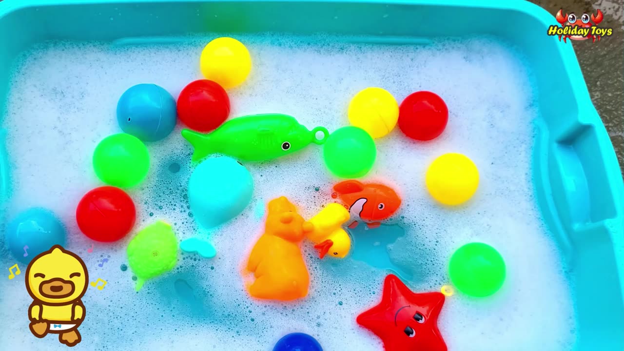 Red Starfish Bathing in Pool with Lots of Foam