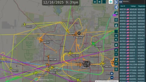 More Bird Mafia Utah Airplane Data for KPHX Phoenix AZ - Dec 11 2025 -