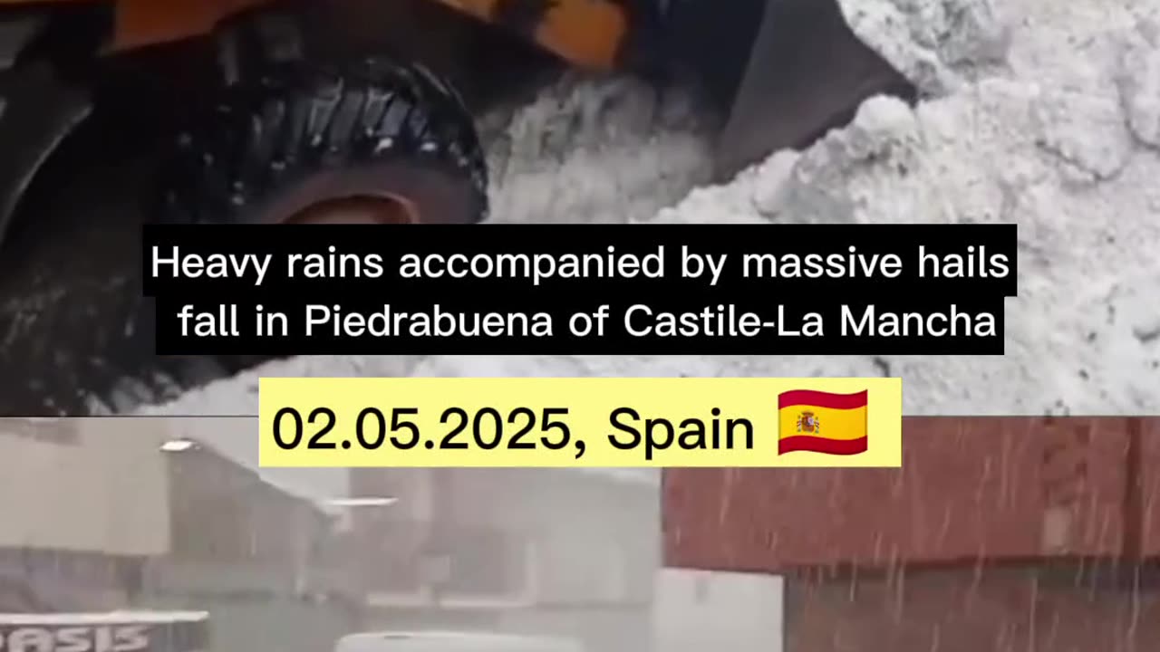 Heavy rains and hails fall in Piedrabuena of Castile-La Mancha, Spain 🇪🇸 (02.05.2025)