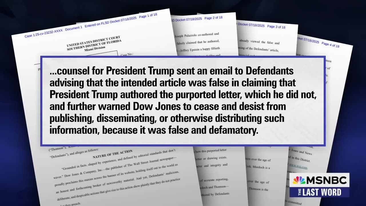 Lawrence: According to Trump's WSJ lawsuit, he has suffered harm. Epstein is the