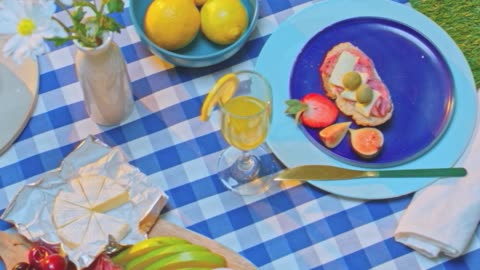 Blue Picnic with Savory Delights