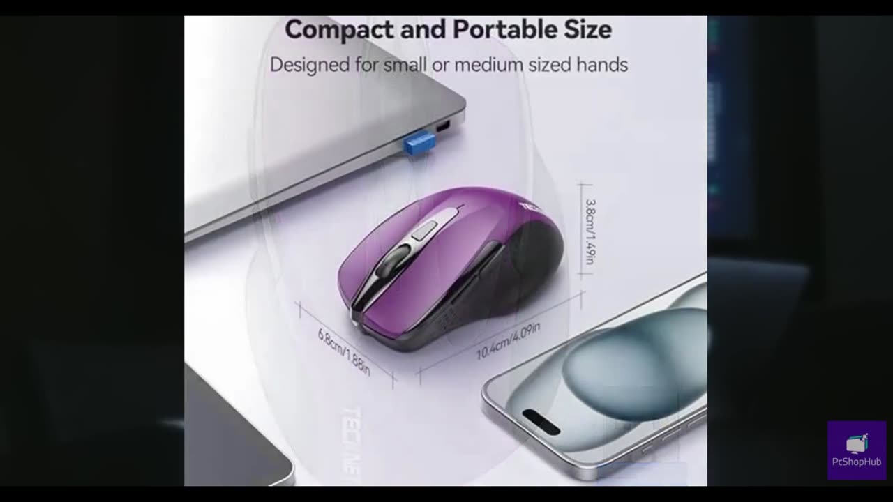 TECKNET Wireless Mouse, 2.4G Ergonomic Optical Mouse, Computer Mouse for Laptop,