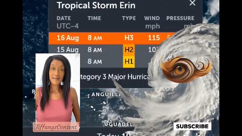 BREAKING NEWS... TROPICAL STORM ERIN to become HURRICANE 3 115MPH