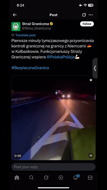 Border Force in Poland X account : 07/07/2025 temporary checking documents from Germany started