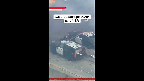 ICE protesters hurl debris at CHP vehicles during LA unrest Sunday night. #japdmedia #ICE #LA