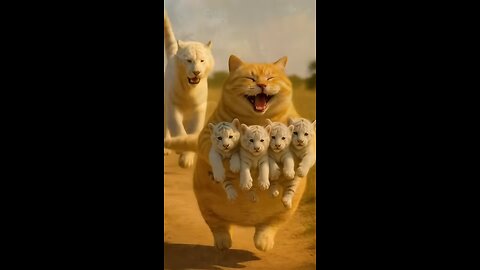 Ai animated orange fat cat funny video
