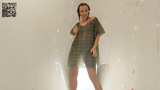 Apartment Girl | Marta Transparent Green Dress Try On Dance 2K HD