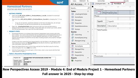 New Perspectives Access 2019 | Module 4: End of Module Project 1 | Homestead Partners (2025)