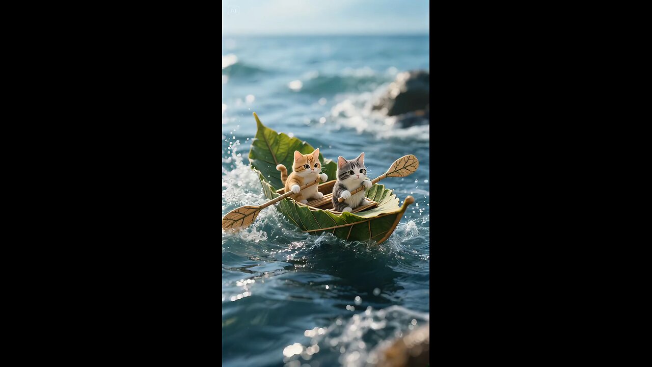 Cute cat riding boat