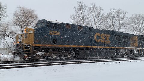 Snowy Day CSX Train part 2 Slow Roll East