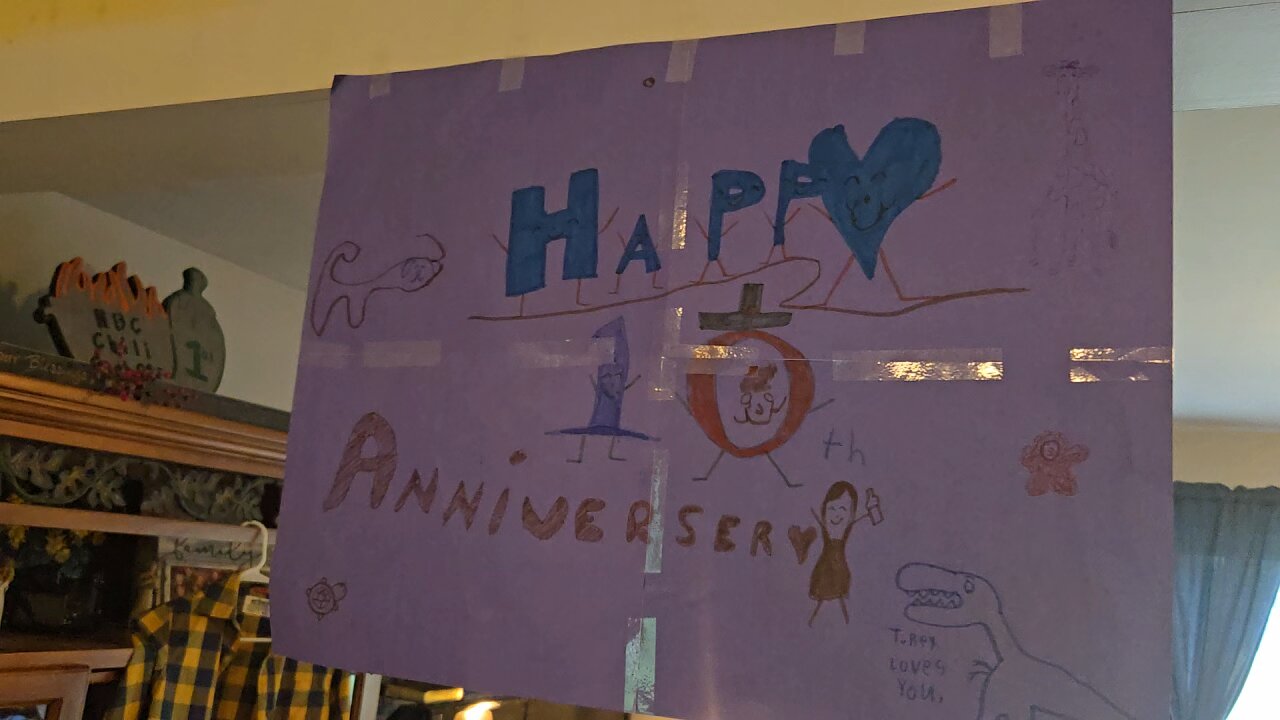 A Happy 10th Anniversary Banner From The Kids