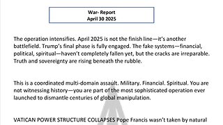 WAR REPORT - APRIL 30 2025 - APRIL 2025 IS NOT THE FINISH LINE