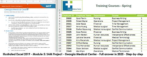 Illustrated Excel 2019 | Module 5: SAM Project 1a | Georgia Medical Center (Full answer in 2025)