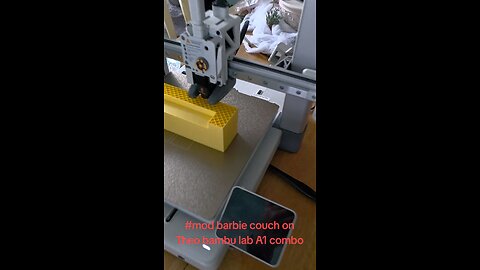 Printing back and sides of mod barbie couch on bambu lab combo printer! Let's Create!