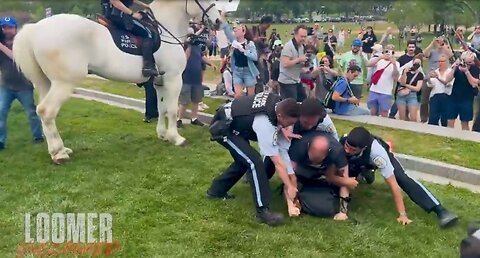 Liberal protestor arrested for assaulting an elderly Trump supporter by Secret Service, resists
