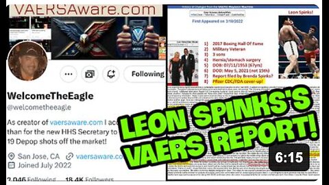 Leon Spinks's VAERS report located by Welcome The Eagle!