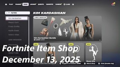 Fortnite Item Shop|December 13, 2025(*New* Kim Kardashian Bundle)