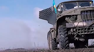Ukrainian Grad Launcher Firing into Russian Lines