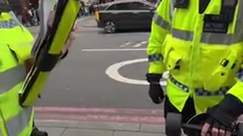 UK - NO INSURANCE - GAY LAW IN ACTION TWO RETARDED SIMPS DRESSED AS COPS STEAL A GUYS SKATEBOARD..