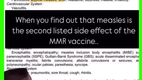 Measles is the Second listed Side Effect