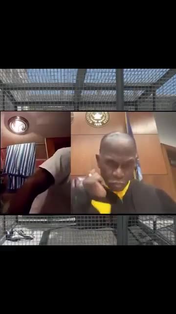 Blk man on video court with the Judge smoking weed