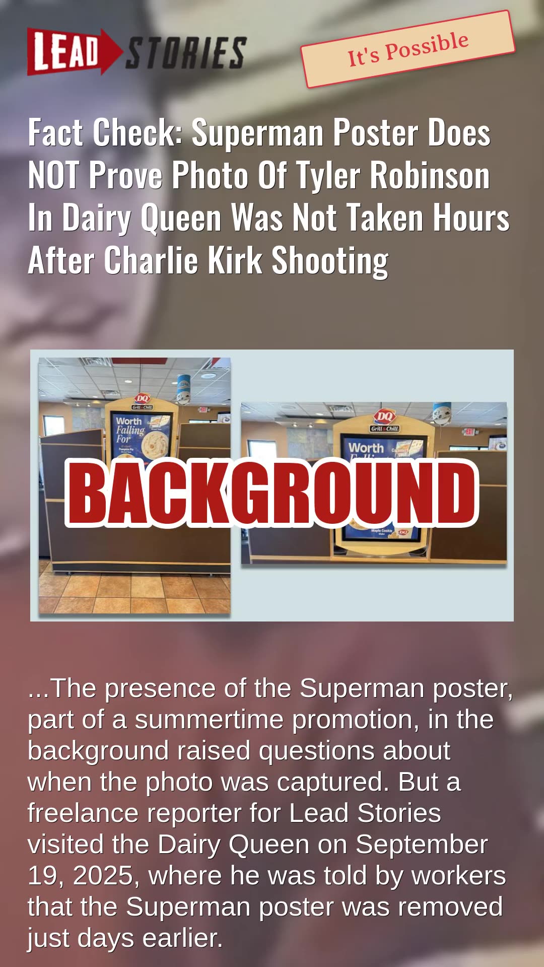 Fact Check: Superman Poster Does NOT Prove Tyler Robinson DQ Photo Not Taken Hours After Shooting