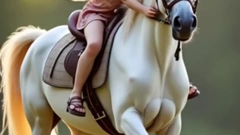 A little fairy on the back of the horse